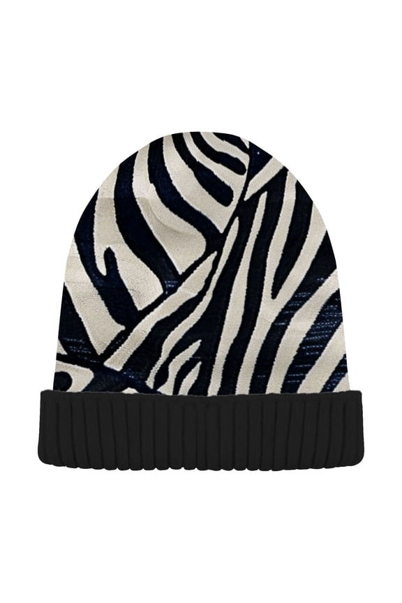 Zebra Pattern Beanie Hats Men Women Cuffed Skull Cap Winter Warm Knit Thick Beanies