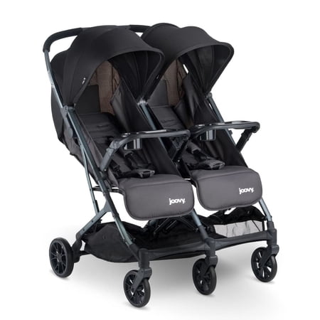 joovy Kooper X2 Lightweight Travel, Compact Fold with Tray Double Stroller, Forged Iron