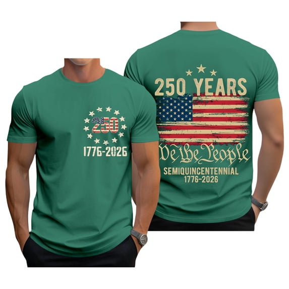 jowamay America 250 Tshirt 1776 2026 US Flag Casual Short Sleeve Mens Patriotic Tee Crew Neck Tops Daily Wear