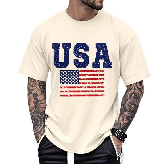 jowamay American Flag T Shirts for Men Flag Crewneck Short Sleeve Casual Loose Fit Patriotic Graphic Tee for Leisure