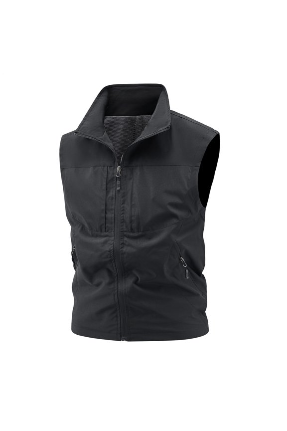 Cargo Vest Men Zip Up Outdoor Vest Casual Summer Work Fishing Golf Sleeveless Coats for Travel Climbing