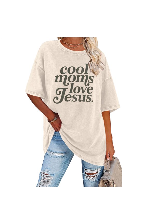 Christian T-Shirts for Women Jesus Vintage Short Sleeve Crewneck Religious Graphic Tees Summer Top for Sports