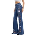 thumbnail image 1 of jowamay Embroidered Jeans for Women Flare Leg Floral Print Jeans High Rise Long Denim Pants for Daily Wear Going Out Vacation, 1 of 10