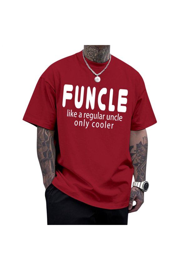 Funcle Tshirt Crewneck Men Short Sleeve Funny Uncle Cotton Graphic Tees Summer Tops for Sports Travel