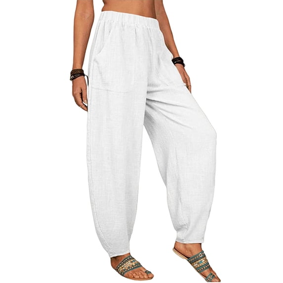 jowamay Harem Pants for Women Elastic Waist Loose Fit Wide Leg Lantern Pants Summer Trousers for Dating Travel