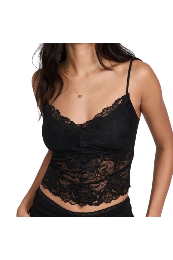 Lace Camisole V Neck Sexy Lace Slim Fit Cami Low Cut Sheer Mesh Tops for Night Out Dating Party
