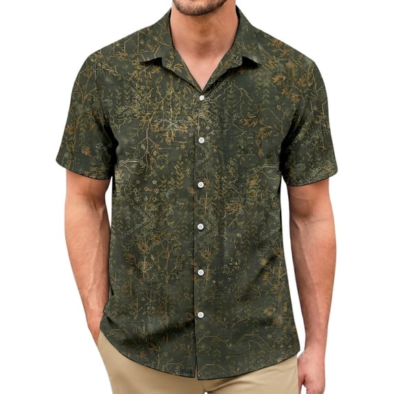 jowamay Men Hawaiian Shirt Vintage Abstract Casual Shirts Fashion Button Down Clothes for Vacation Travel Dating