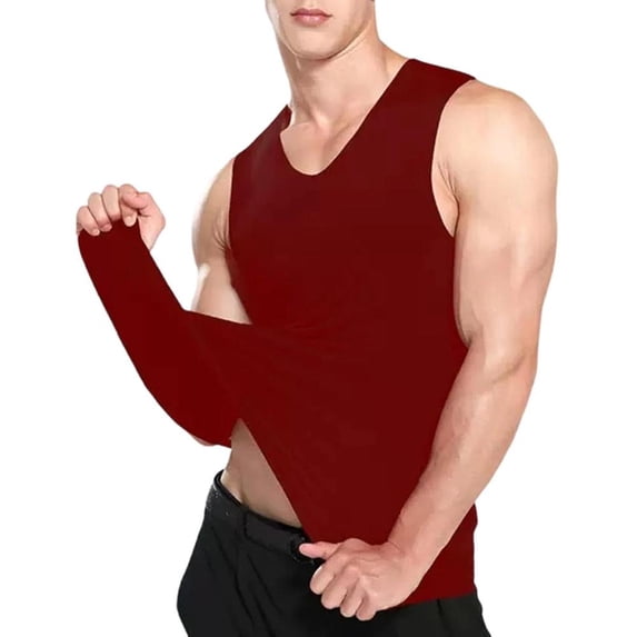 jowamay Mens Sleeveless Undershirts Traceless V Neck Ice Silk Slimming Body Shaper Muscle Vest Undershirts for Daily