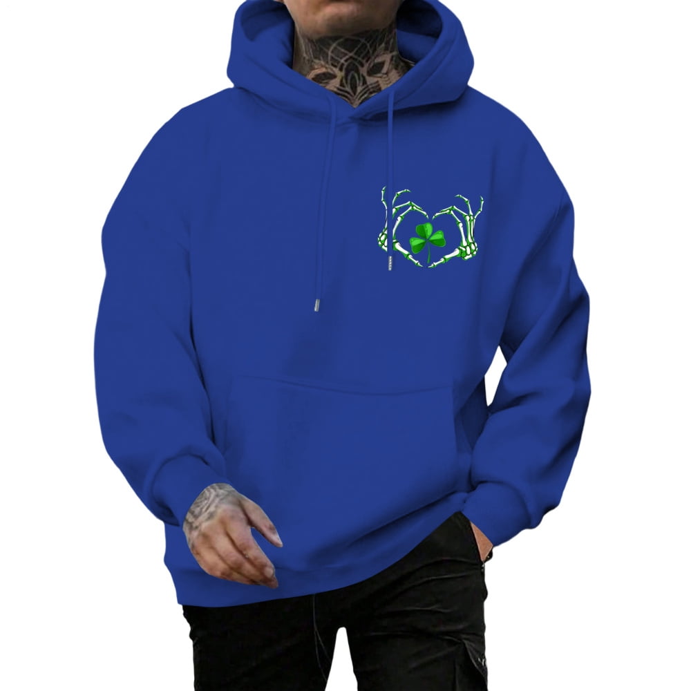 jowamay St Patricks Day Hoodie Skeleton Hand Clover Long Sleeve Casual ...