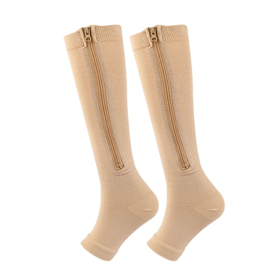 jowamay Toeless Compression Socks Women 15-20mmHg Men Women Calf Knee High Zippered Compression Socks for Jogging
