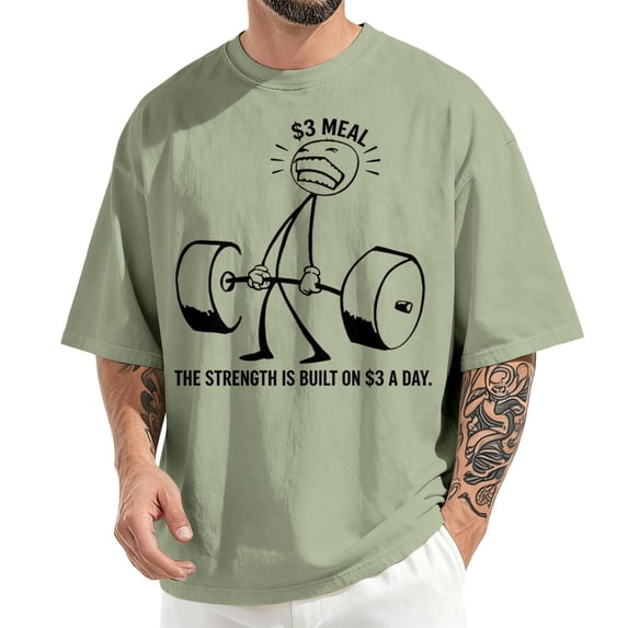 jowamay Weightlifting Graphic T Shirts for Men Crew Neck Short Sleeve Tee Shirts Loose Fit Cotton Summer Tops for Travel Gym