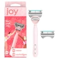 thumbnail image 1 of joy pink razor for women 1 handle + 2 blade refills, 1 of 9