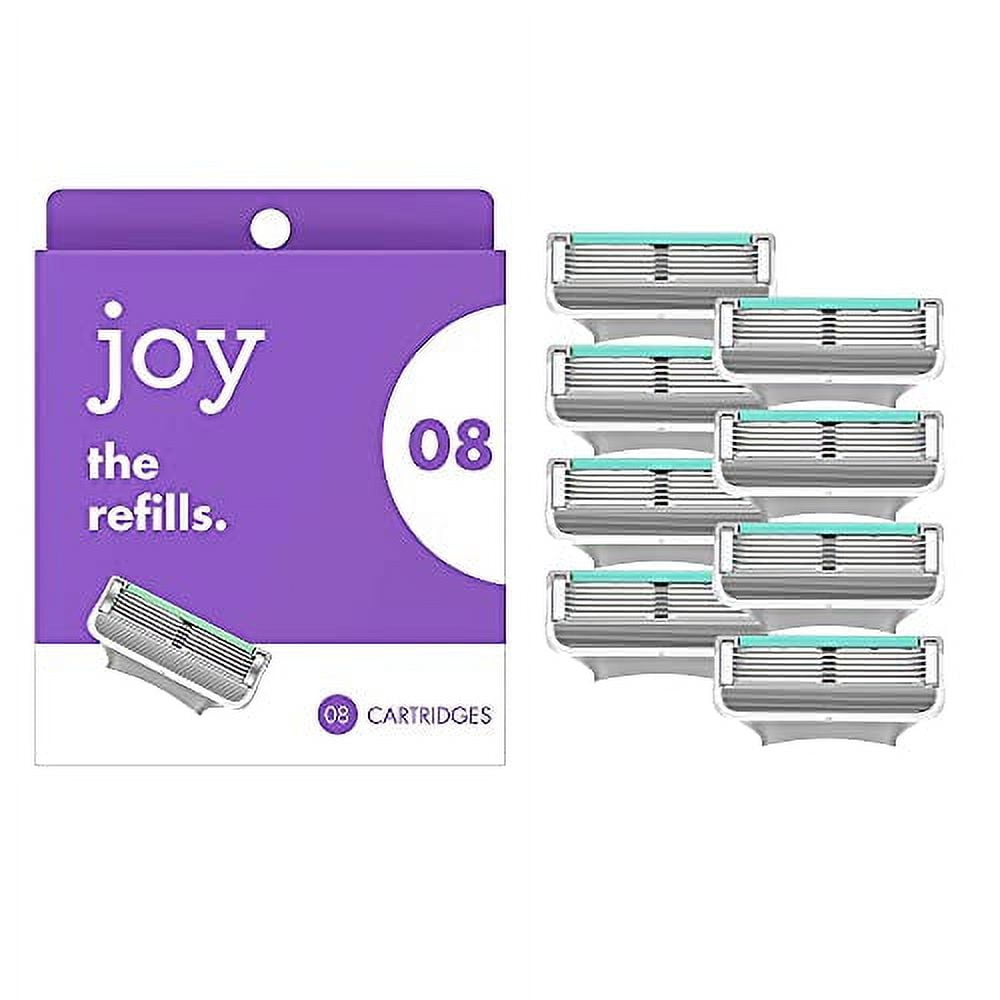 joy Womens Razor Blade Refills, 8 Count, Purple, Lubrastrip to Help
