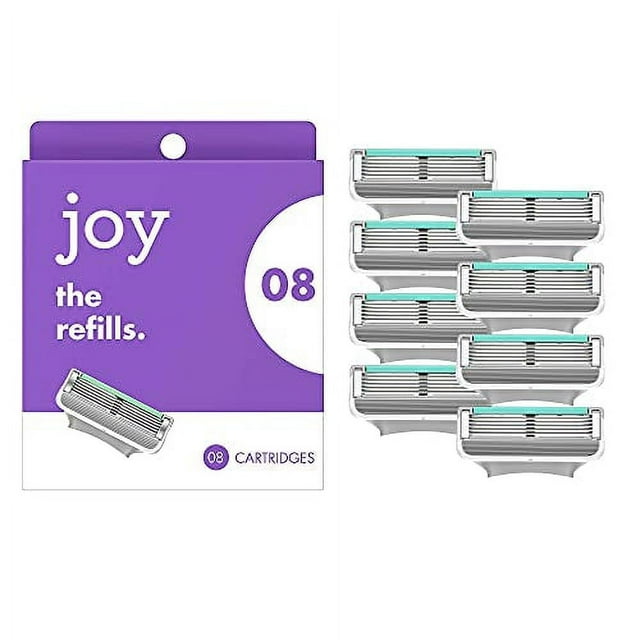 joy Womens Razor Blade Refills, 8 Count, Purple, Lubrastrip to Help