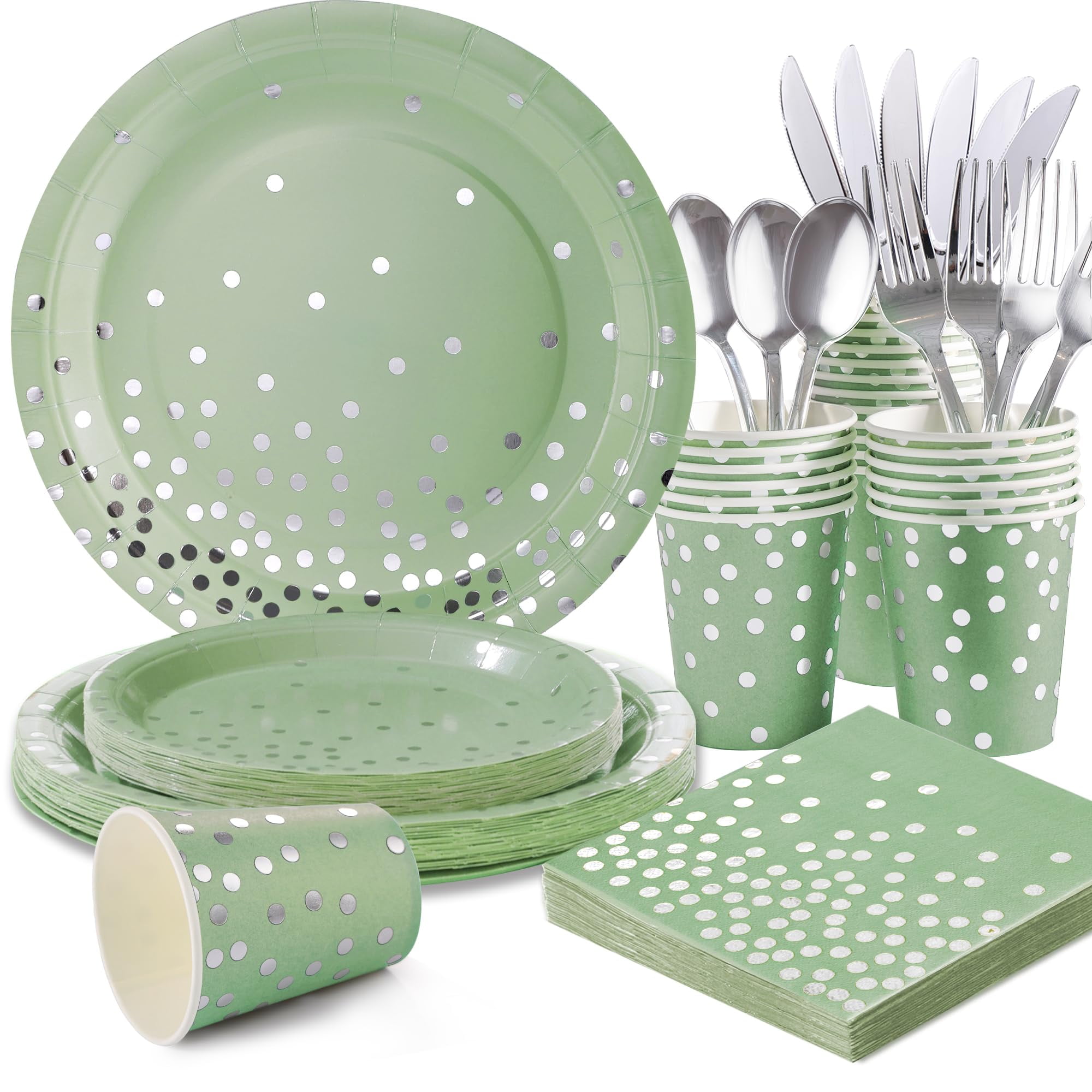 joy akkess 175PCS Sage Green Plates AFN1and Napkins Party Supplies ...