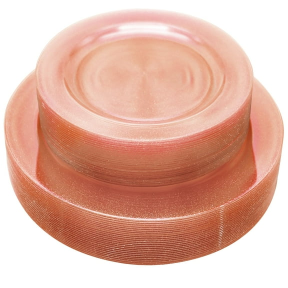 joy akkess 50PCS Rose MMF7Gold Plastic Plates, Rose Gold Glitter Disposable Plates Includes 25 Dinner Plates 10.25, 25 Dessert Plates 7.5 for Bridal Shower, Wedding, Birthday, Baby Shower