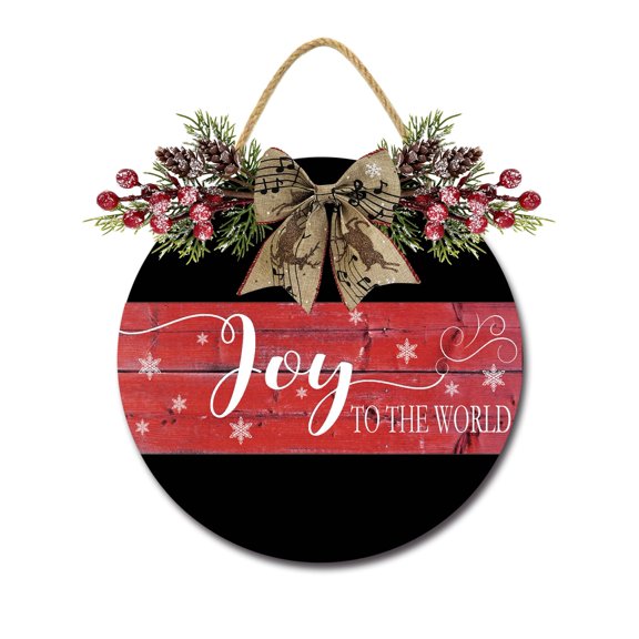 joy to the world Front Door Sign Funny Wreaths Hanging Wooden Plaque Decoration Round Rustic Wood Farmhouse Porch Decor for Home Front Door Decor, 12 x 12 Inch