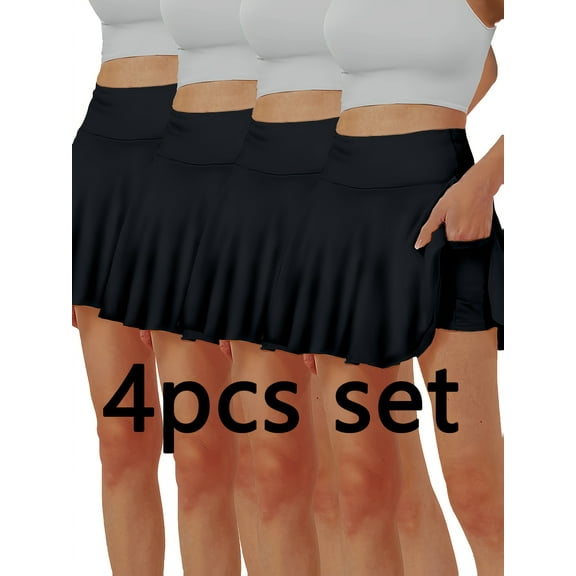 joyinspring elegant 4pcs women's skirt, skort shorts with pocket, athletic wrap skorts for women, 2025 casual summer dresses