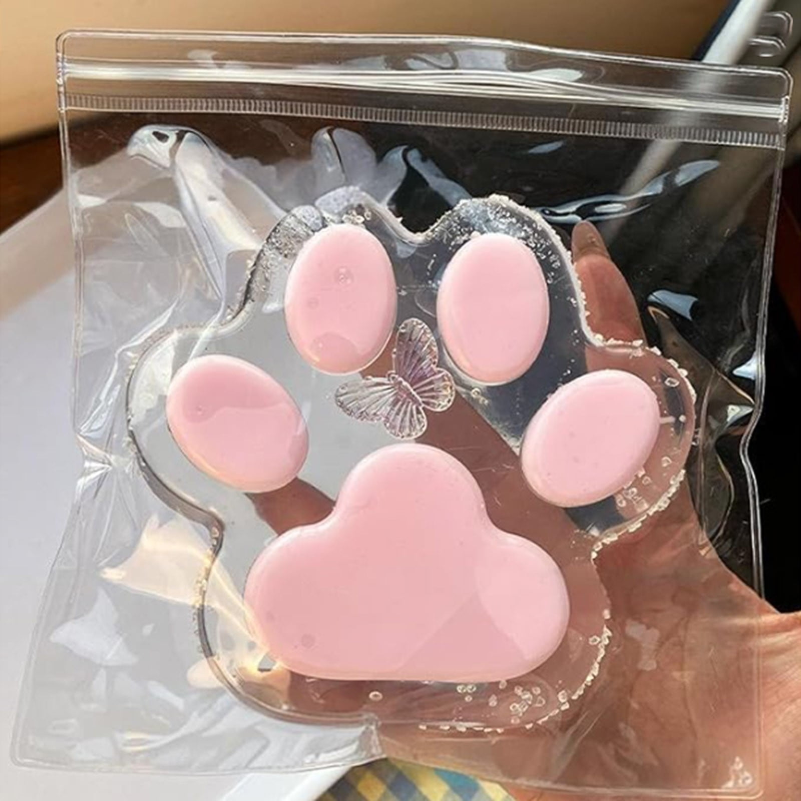 joyioe Large Clear Cat Paw Squishy Cat Paw Taba Squishy Toy Clear Cat ...