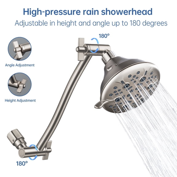joyrain Multi-angle adjustable showerhead with standard arm and flange. Features a minimalist design, quick installation, and multiple color/spec options