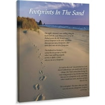 jpgFootprints in The Sand Poem Paintings Print Canvas Wall Art Decoration Stretched And Framed Ready To Hang -12x16in