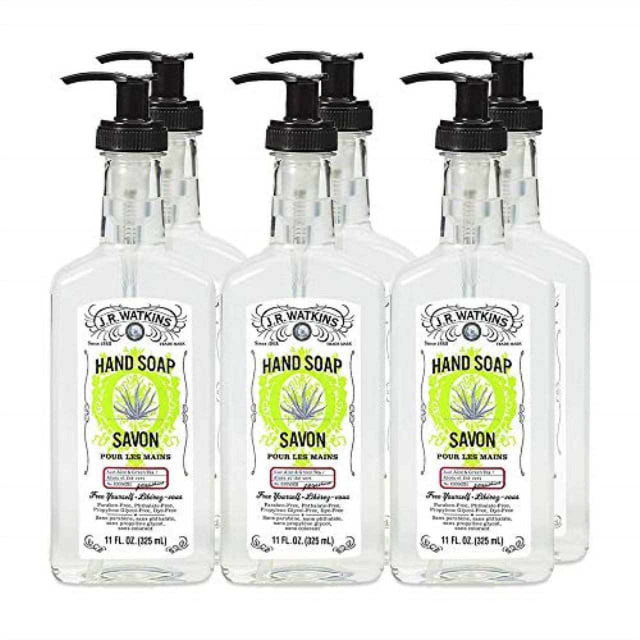 jr watkins gel hand soap, aloe & green tea, 6 pack, scented liquid hand