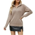 thumbnail image 1 of jsaierl 1/4 Zip Mock Neck Sweaters for Women Long Sleeve Knit Top Striped Sweater Dressy Casual Tunic Pullover Jumper Fall Sweaters for Women 2025, 1 of 4
