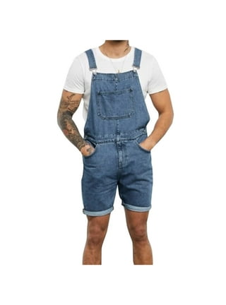 Black denim overall shorts mens sales