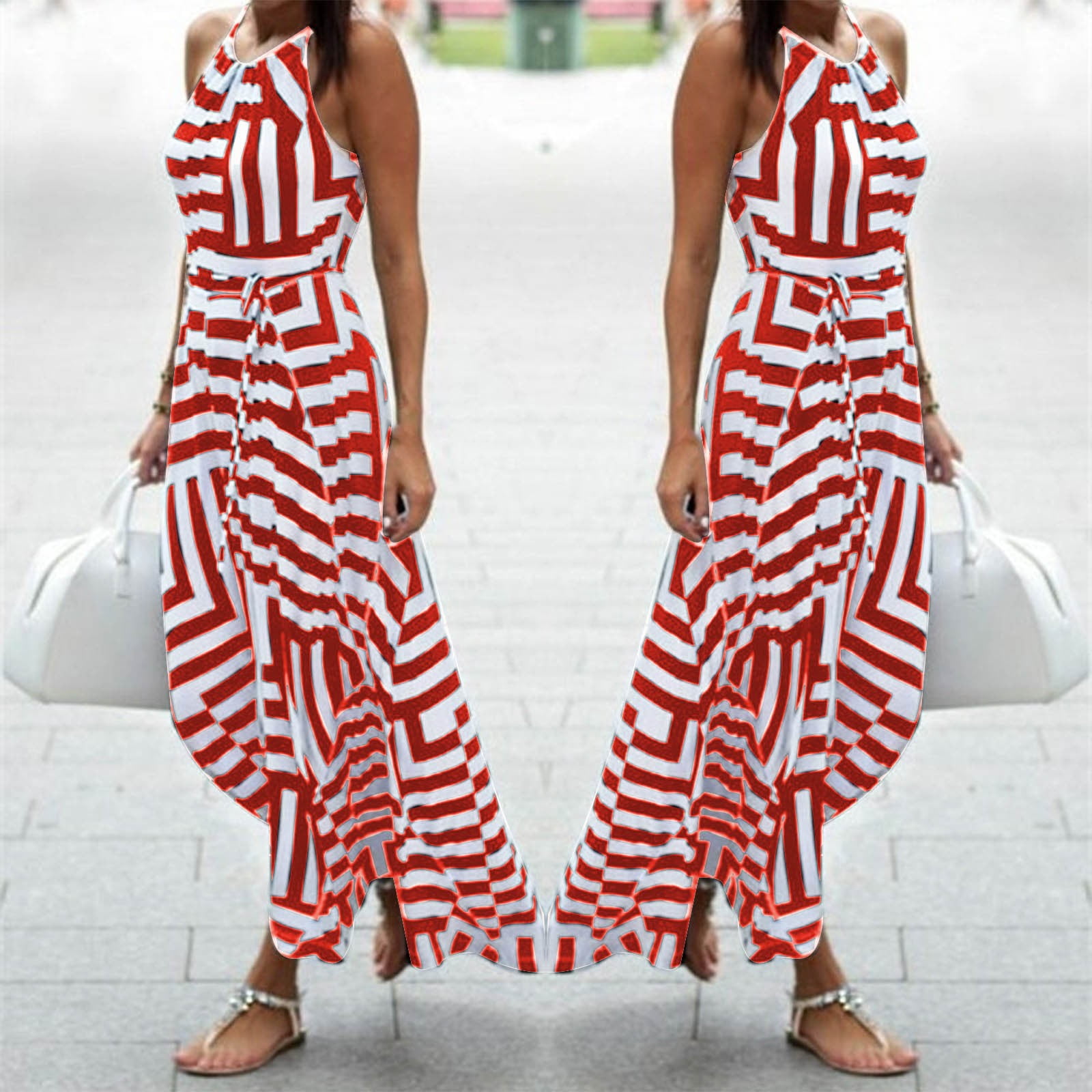 plus grey dress Striped Halter Maxi Dress | Women's Boutique Dress main image 0