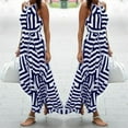thumbnail image 1 of jsaierl Black and White Striped Halter Empire Waist Flowy Swing Casual Beach Vacation Summer Prom Evening Long Maxi Dresses, 1 of 6