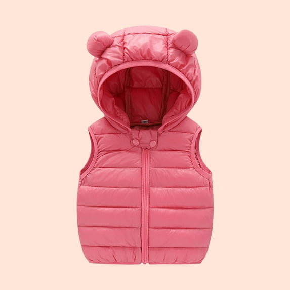 jsaierl Boys Girls Puffer Down Vest Toddler Kids Hooded Zip Sleeveless Jacket Winter Coat