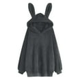 thumbnail image 1 of jsaierl Bunny Hoodies for Women Sherpa Solid Cute Top Cartoon Rabbit Ear Pullover Sweatshirt Long Sleeve Dressy Casual Shirt Blouse, 1 of 5