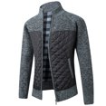 thumbnail image 1 of jsaierl Cardigan Sweaters for Men Knit Mock Neck Full Zip Outwear Long Sleeve Patchwork Slim Sweater Jacket, 1 of 4