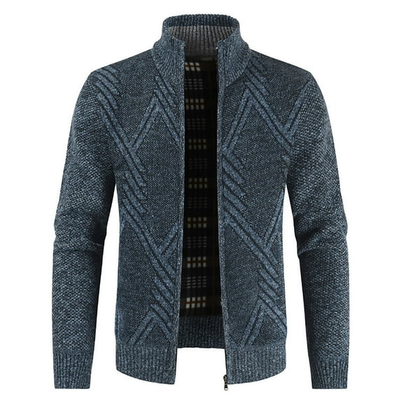 jsaierl Cardigan Sweaters for Men Knit Stand Collar Full Zip Jacket Top Long Sleeve Fall and Winter Warm Sweater Outwear