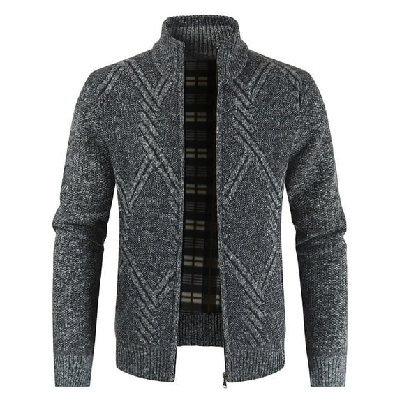 jsaierl Cardigan Sweaters for Men Knit Stand Collar Full Zip Jacket Top Long Sleeve Fall and Winter Warm Sweater Outwear