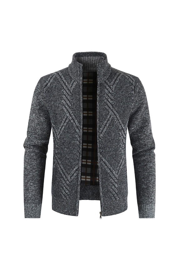 Cardigan Sweaters for Men Knit Stand Collar Full Zip Jacket Top Long Sleeve Fall and Winter Warm Sweater Outwear