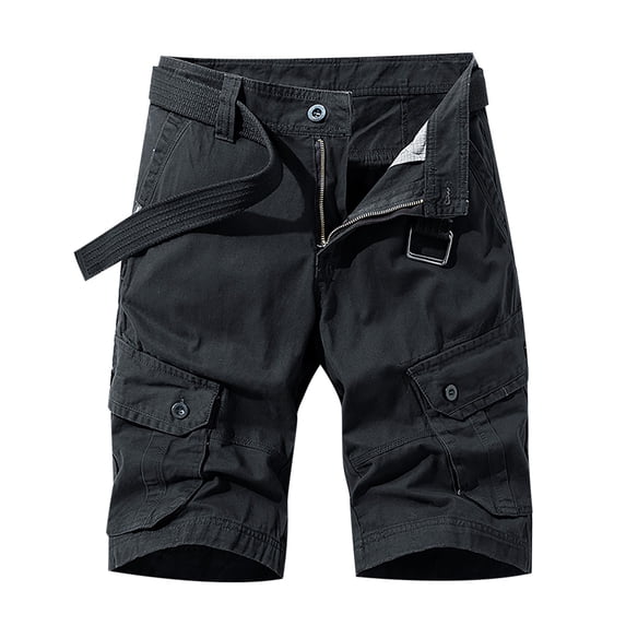 jsaierl Cargo Shorts for Men Casual Pocket Zipper Buttons Solid Leisure Time Tooling Short Pants