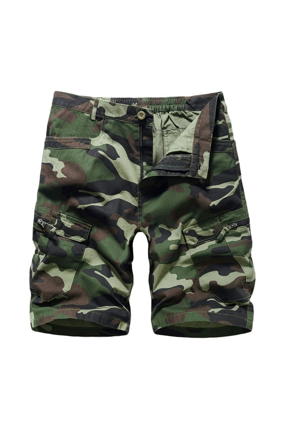 Cargo Shorts for Men Plus Size Casual Camouflage Zipper Button Multiple Pockets Big and Tall Cargo Shorts