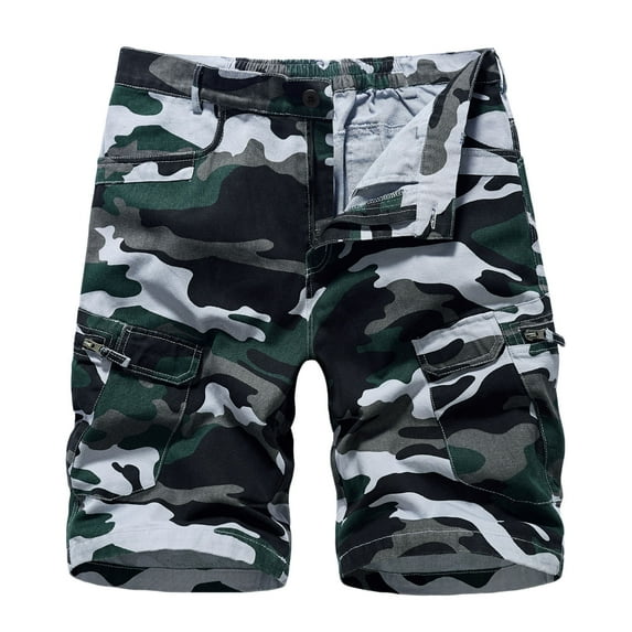 jsaierl Cargo Shorts for Men Plus Size Casual Camouflage Zipper Button Multiple Pockets Big and Tall Cargo Shorts