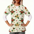 thumbnail image 1 of Jsaierl Christmas Scrub Tops for Women Short Sleeve Christmas Pattern Nurse Uniform Working V Neck Shirt Dressy Casual Tees Blouse Top for Women Fashion 2024, 1 of 6