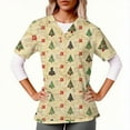 thumbnail image 1 of Jsaierl Christmas Scrub Tops for Women Short Sleeve Christmas Pattern Nurse Uniform Working V Neck Shirt Dressy Casual Tees Blouse Top for Women Fashion 2023, 1 of 6