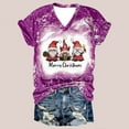 thumbnail image 1 of jsaierl Christmas Shirts for Women Short Sleeve Gnomes Graphic Tops V Neck T Shirt Bleached Cute Tees Blouse Top Christmas Gifts for Women, 1 of 5