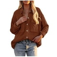 thumbnail image 1 of jsaierl Corduroy Shirt Women Long Sleeve Blouse V-Neck Button Top Winter Long Sleeve Shirt Long Sleeve Short Jacket, 1 of 5
