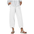 thumbnail image 1 of jsaierl Cotton Linen Pants Women Casual High Waist Pants Comfy Flowy Drawstring Trousers Yoga Beach Pants, 1 of 7