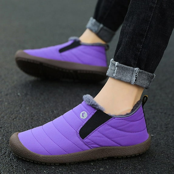 jsaierl Couples Comfortable Casual Shoes Women's Men Winter Water-resistant Flat Fleece Lined Boots