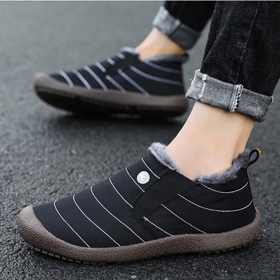 jsaierl Couples Comfortable Casual Shoes Women's Men Winter Water-resistant Flat Fleece Lined Boots