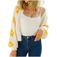 thumbnail image 1 of jsaierl Crop Cardigan Sweaters for Women Daisy Printed Button Down Long Sleeve Sweater Open Front Crochet Cute Y2k Sweaters for Women Jacket Sweater Cardigan Top Coat for Women, 1 of 9