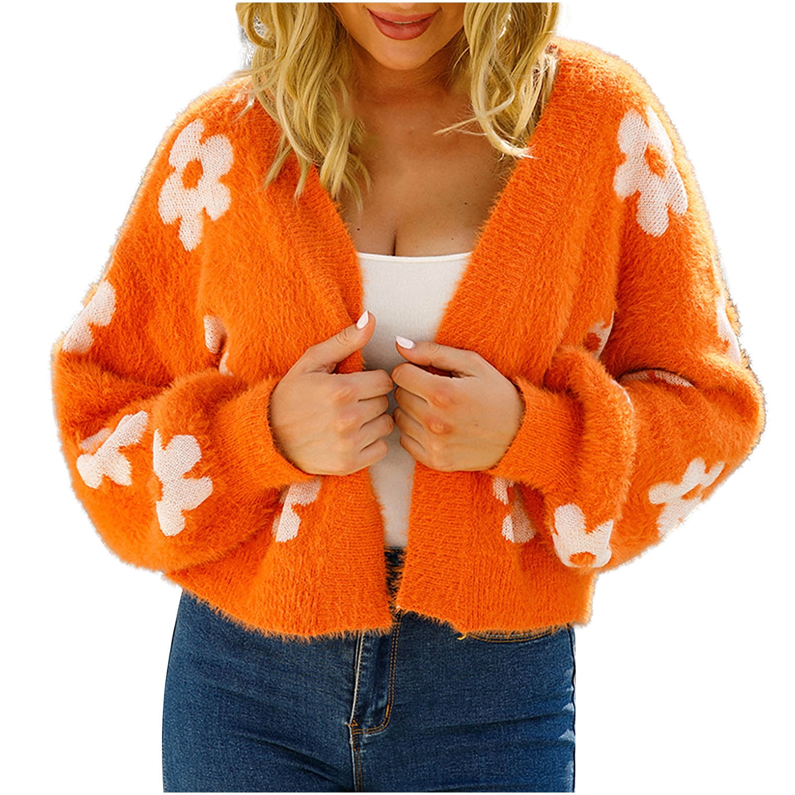 Women Short Sleeve Sweater Cropped Cardigan Button Front Knit Chunky Vest Trendy Y2k Preppy Girl Knitted Top Shirt, Light Grey, Small