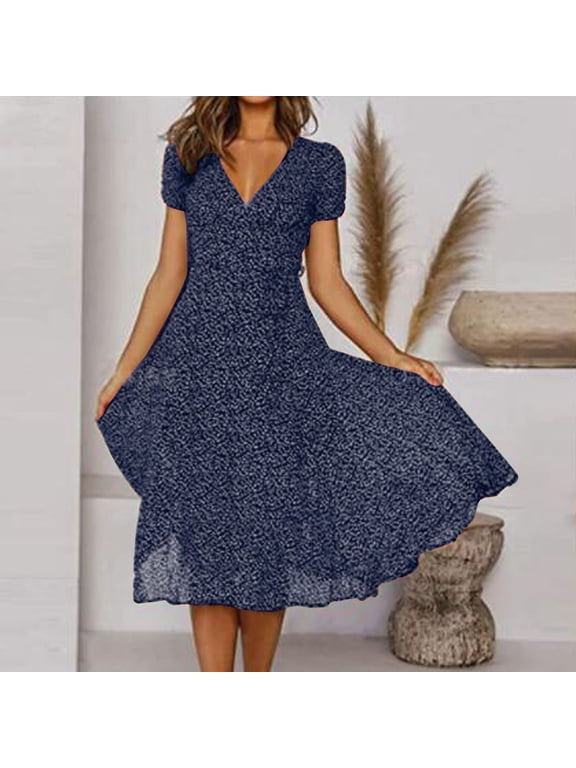 Fall Dresses for Women 2026 Short Sleeve V Neck Dress Elegant Print Bodycon Dresses Prom Gown Womens Fall Dresses