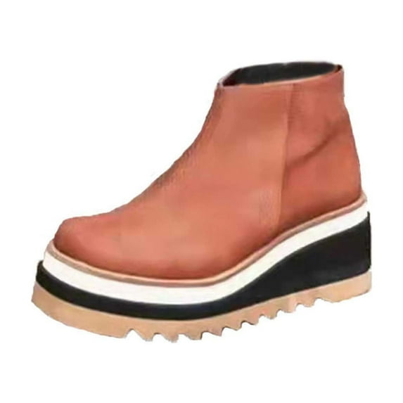 jsaierl Fashion Slope Heel Large Size Boots For Women Boots Thick Soled Thick Ladies Short Boots Shoes